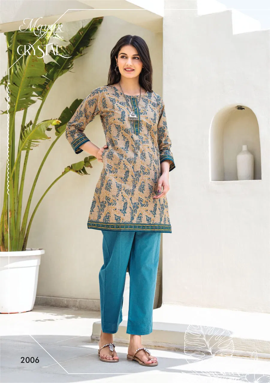 Crystal Vol 2 By Mayur Daily Wear Printed Cotton Tunic Ladies Top Wholesale Online
